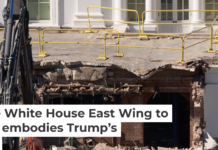 Demolishing the White House East Wing to build a ballroom embodies Trump’s heritage politics Demolition in process on the East Wing of the White House, Oct. 23, 2025. AP Photo/Jacquelyn Martin